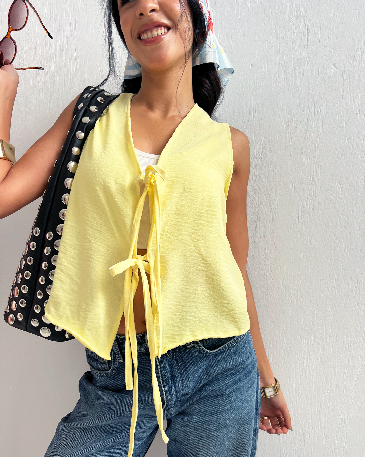 Butter Yellow Tie Vest