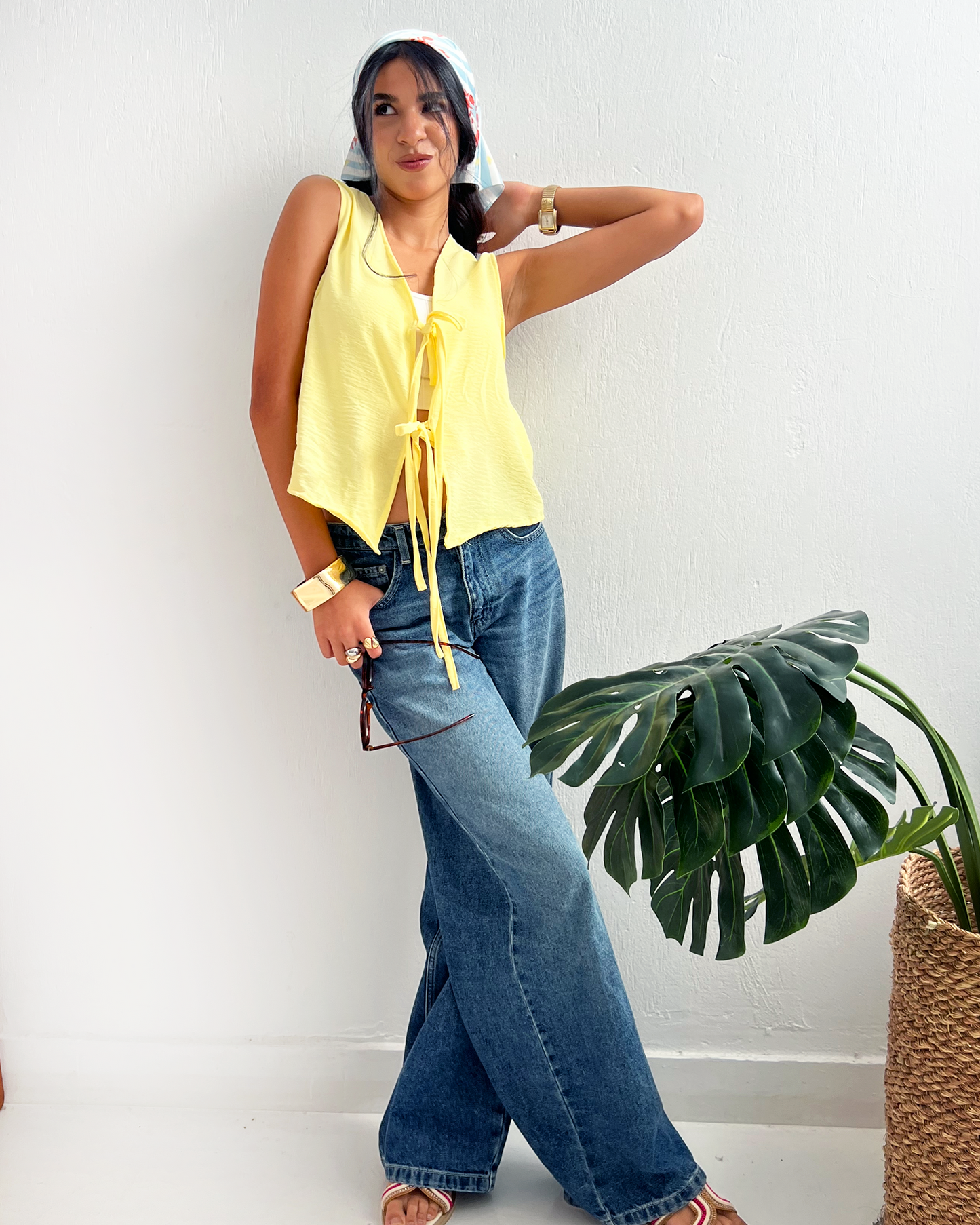Butter Yellow Tie Vest