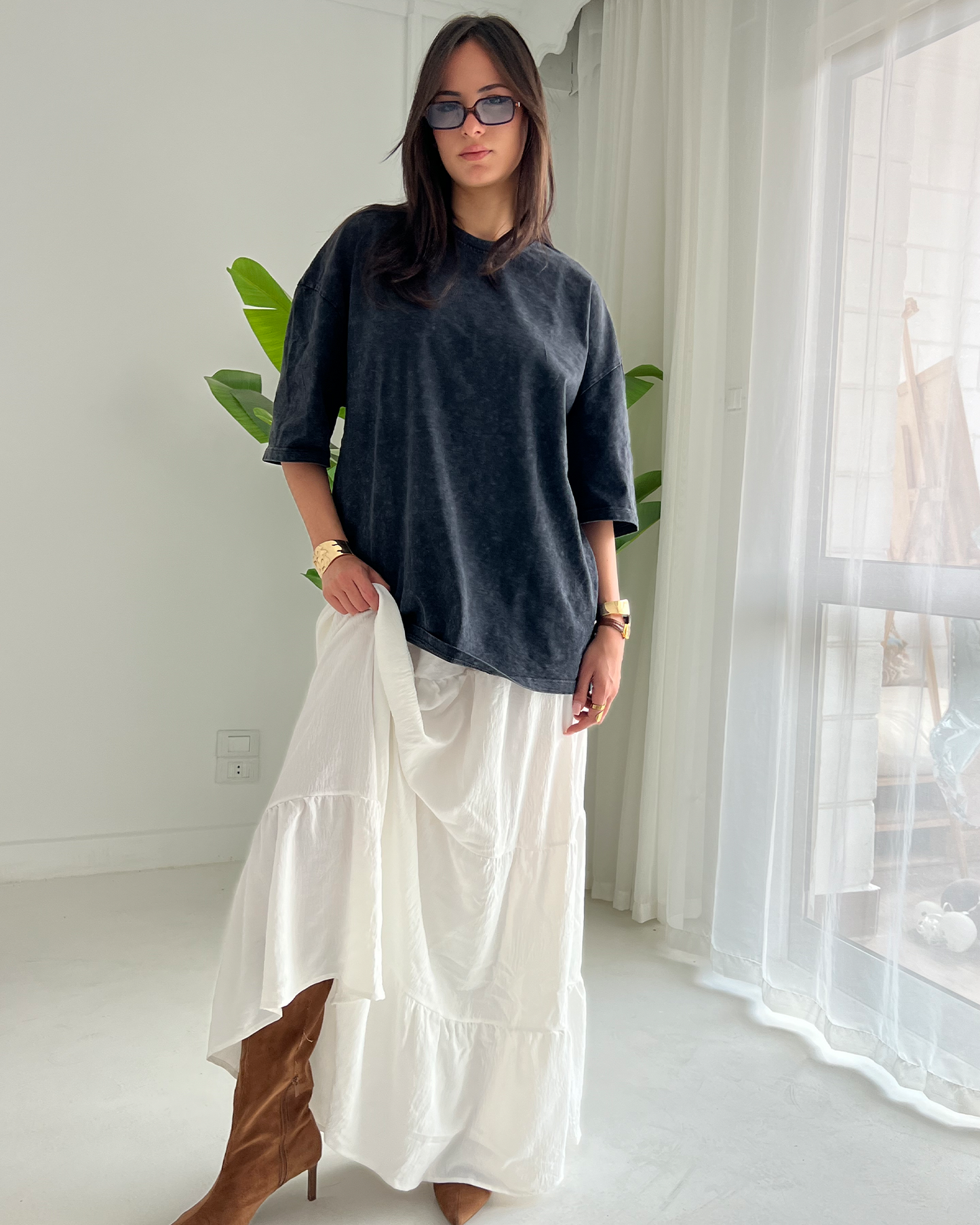White Tiered Boho Skirt