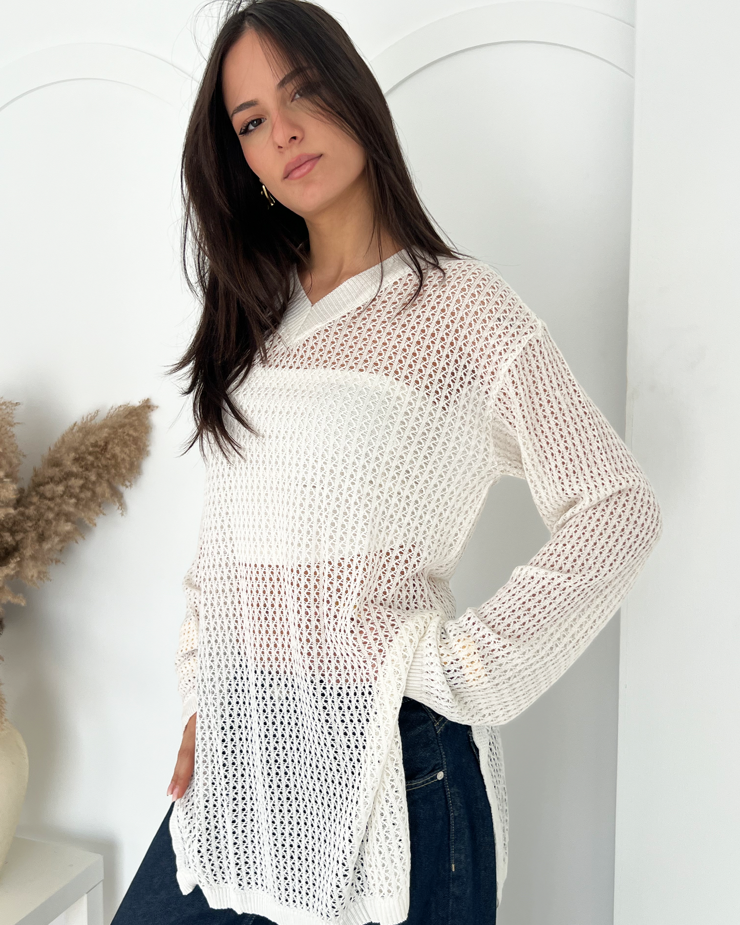 White Summer Knit top