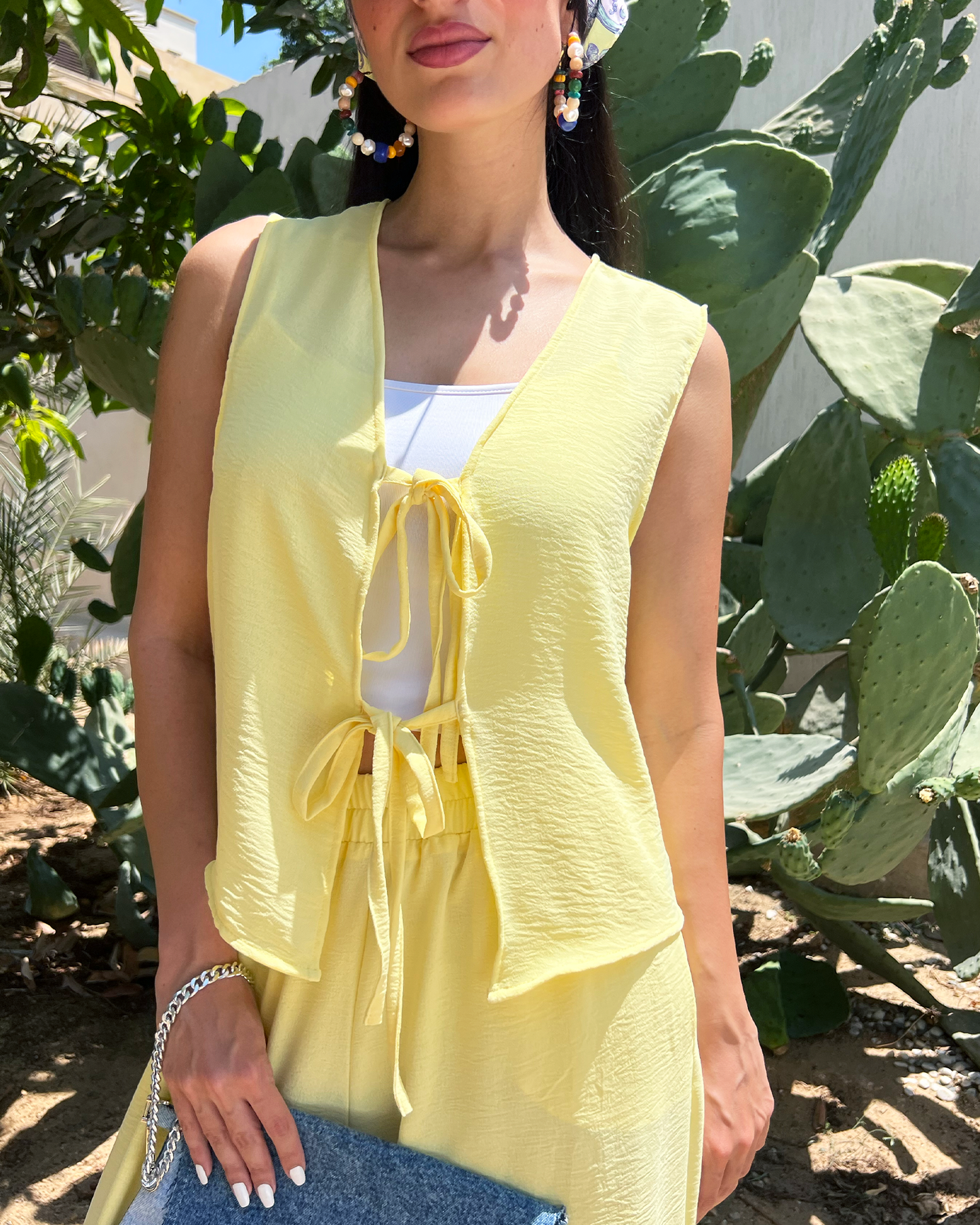 Butter Yellow Tie Vest