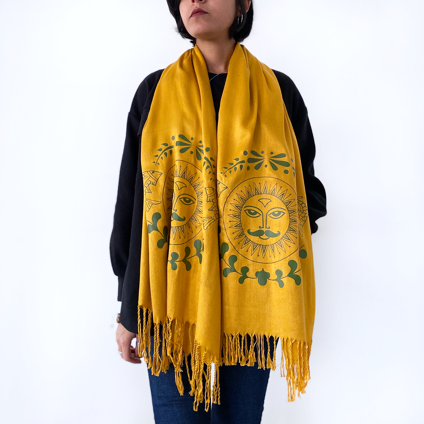 Mustard Shams Folk Scarf