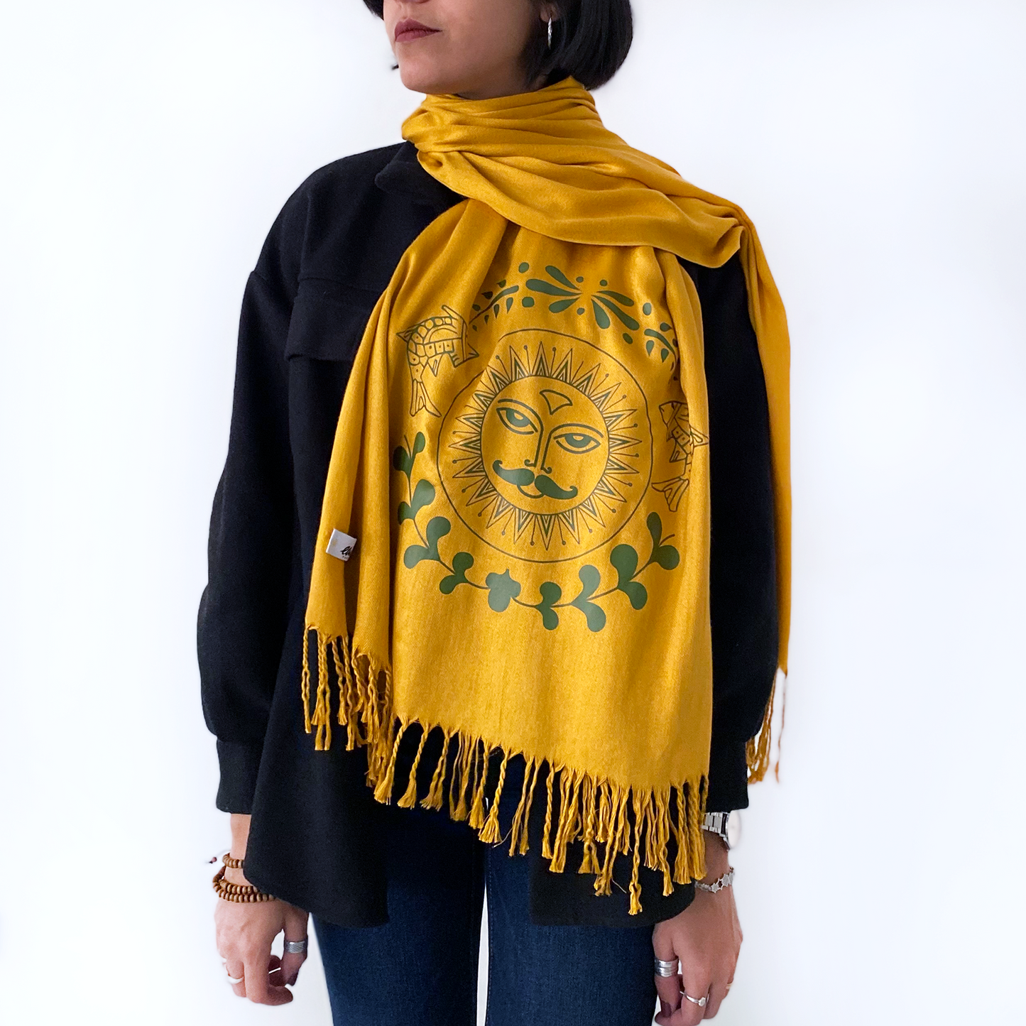 Mustard Shams Folk Scarf