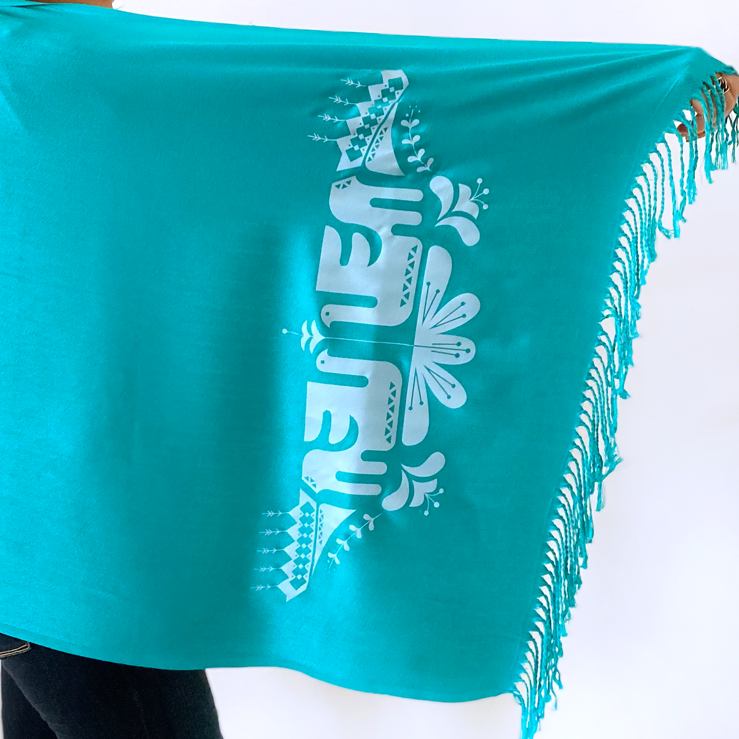 Turquoise Taer Folk Scarf