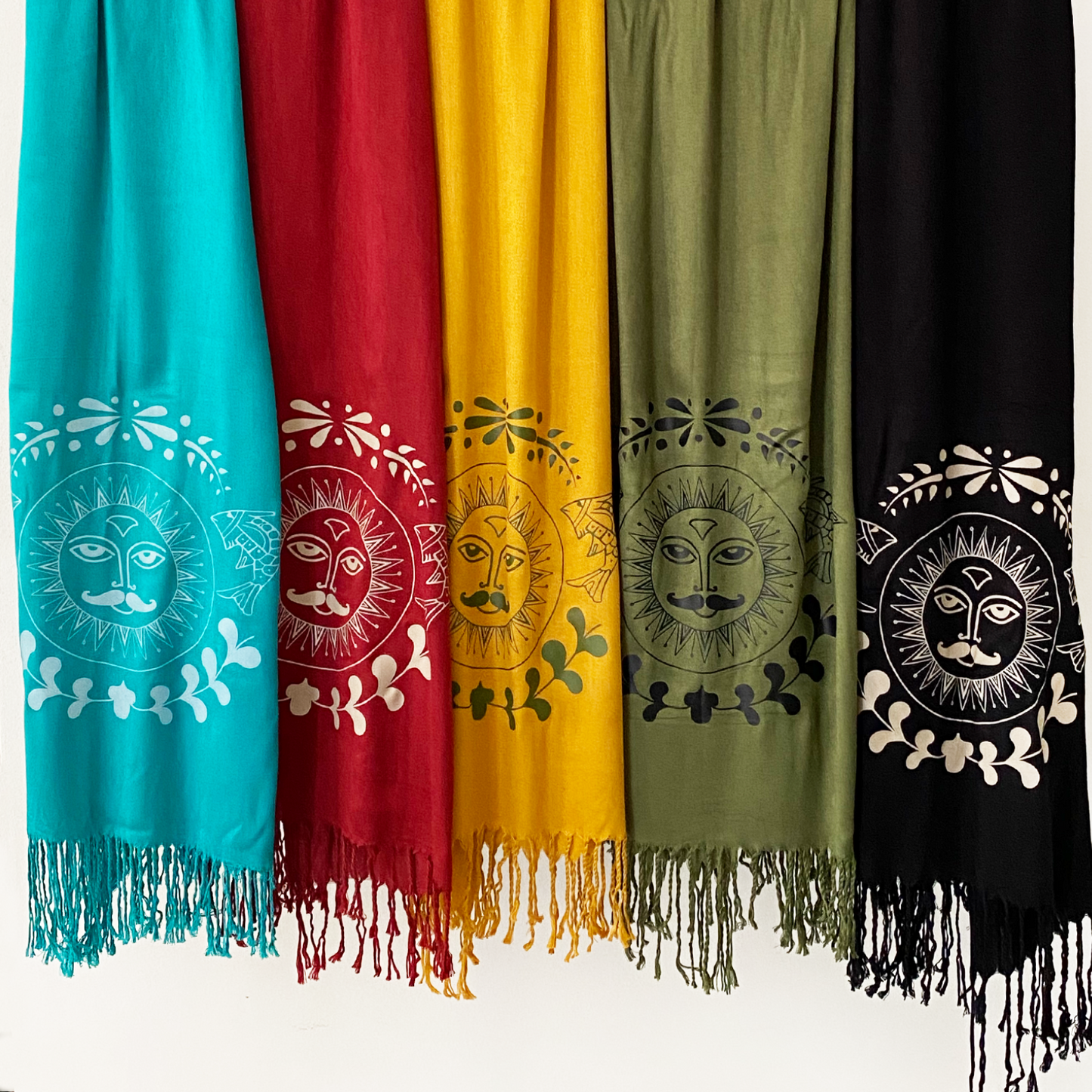 Burgundy Shams Folk Scarf