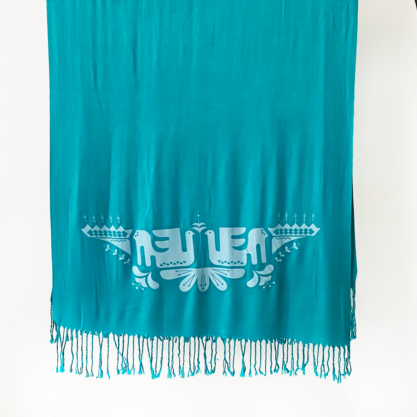 Turquoise Taer Folk Scarf