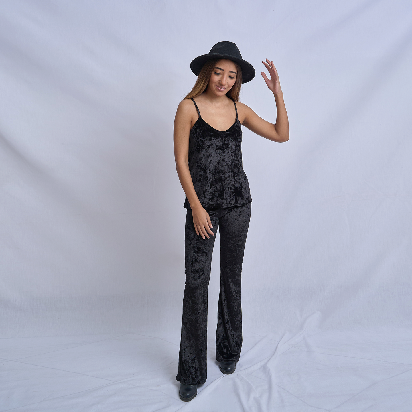 Black Velvet Strap Top