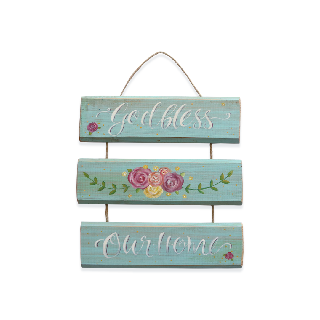 God Bless Our Home Layered Log Painting