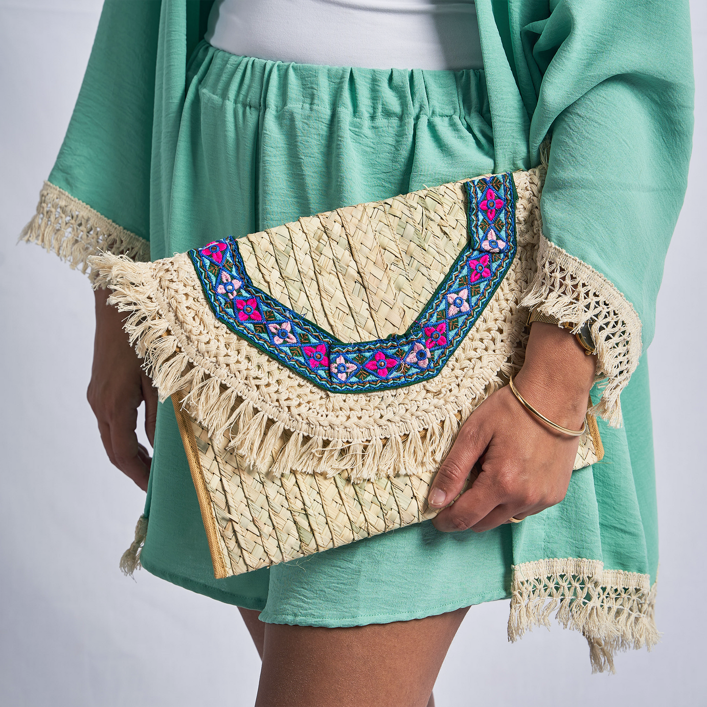 Pink flowers Beach Clutch