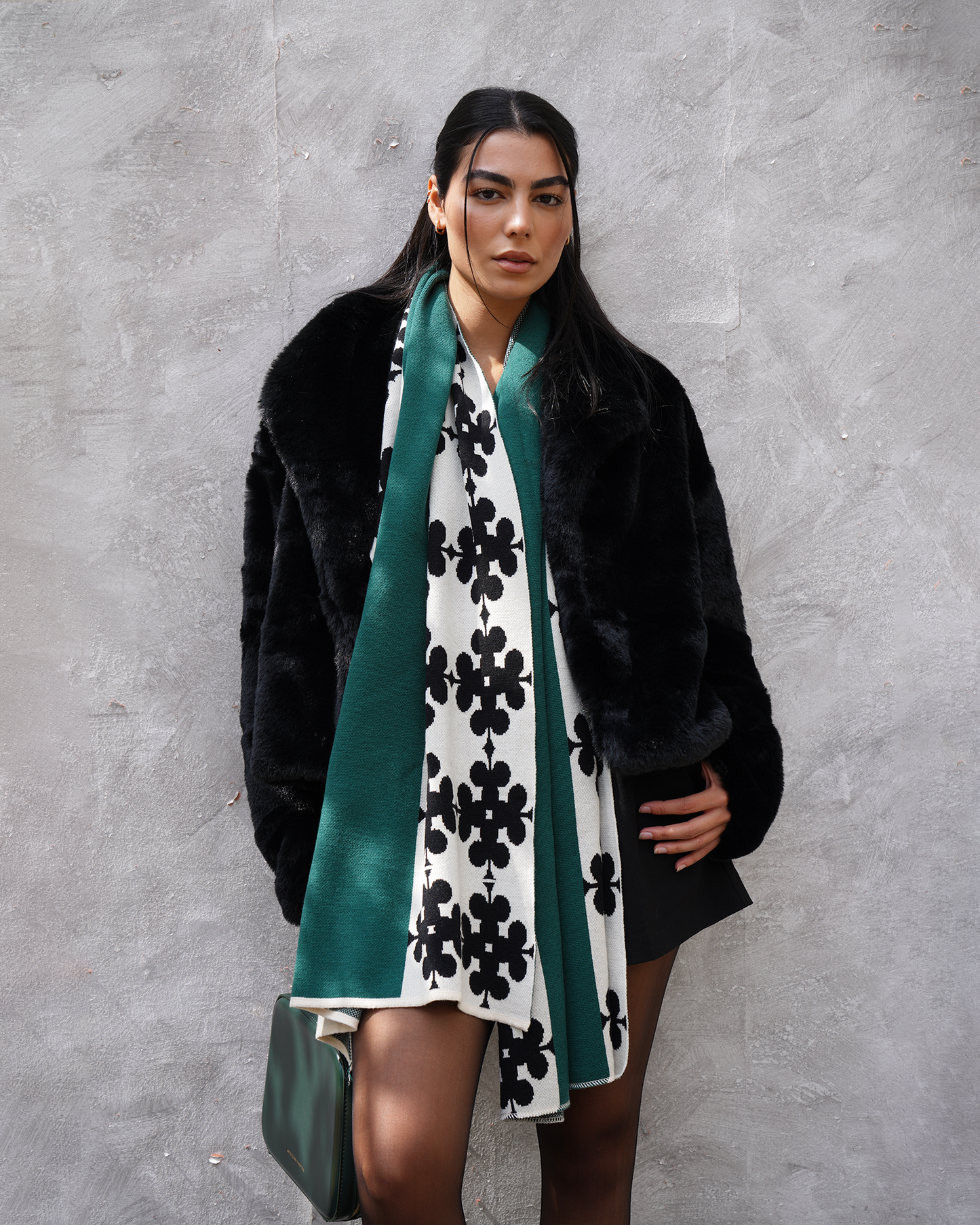 Green Clubs Knit Scarf