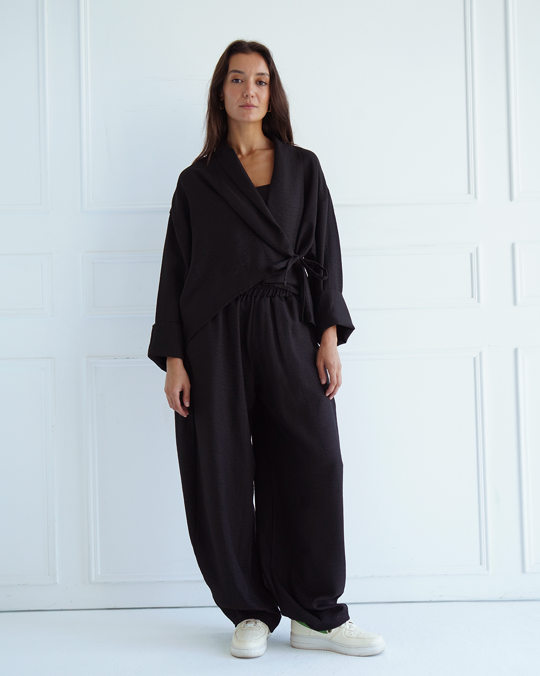 Black Wrap Cardigan Top