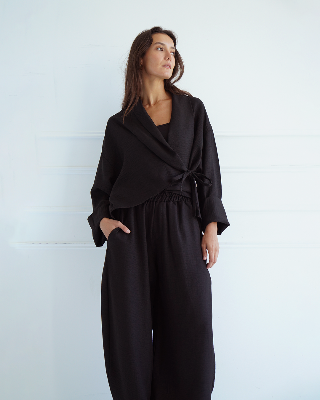 Black Wrap Cardigan Top