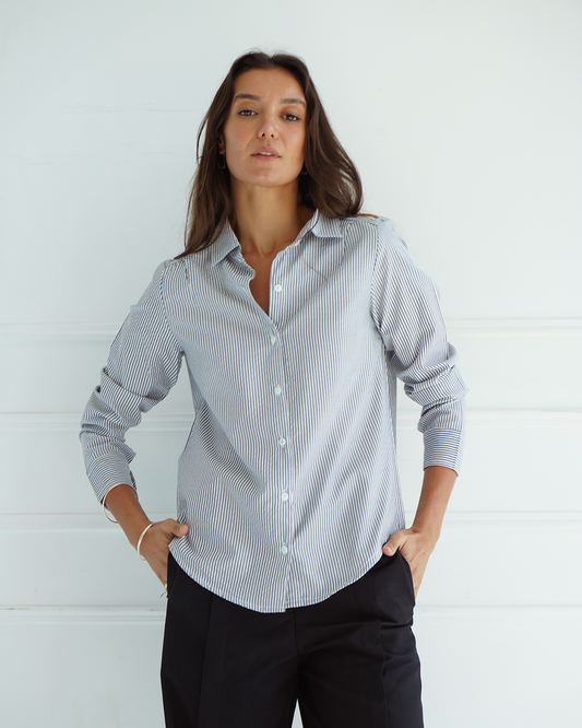 Grey Pinstriped Shirt
