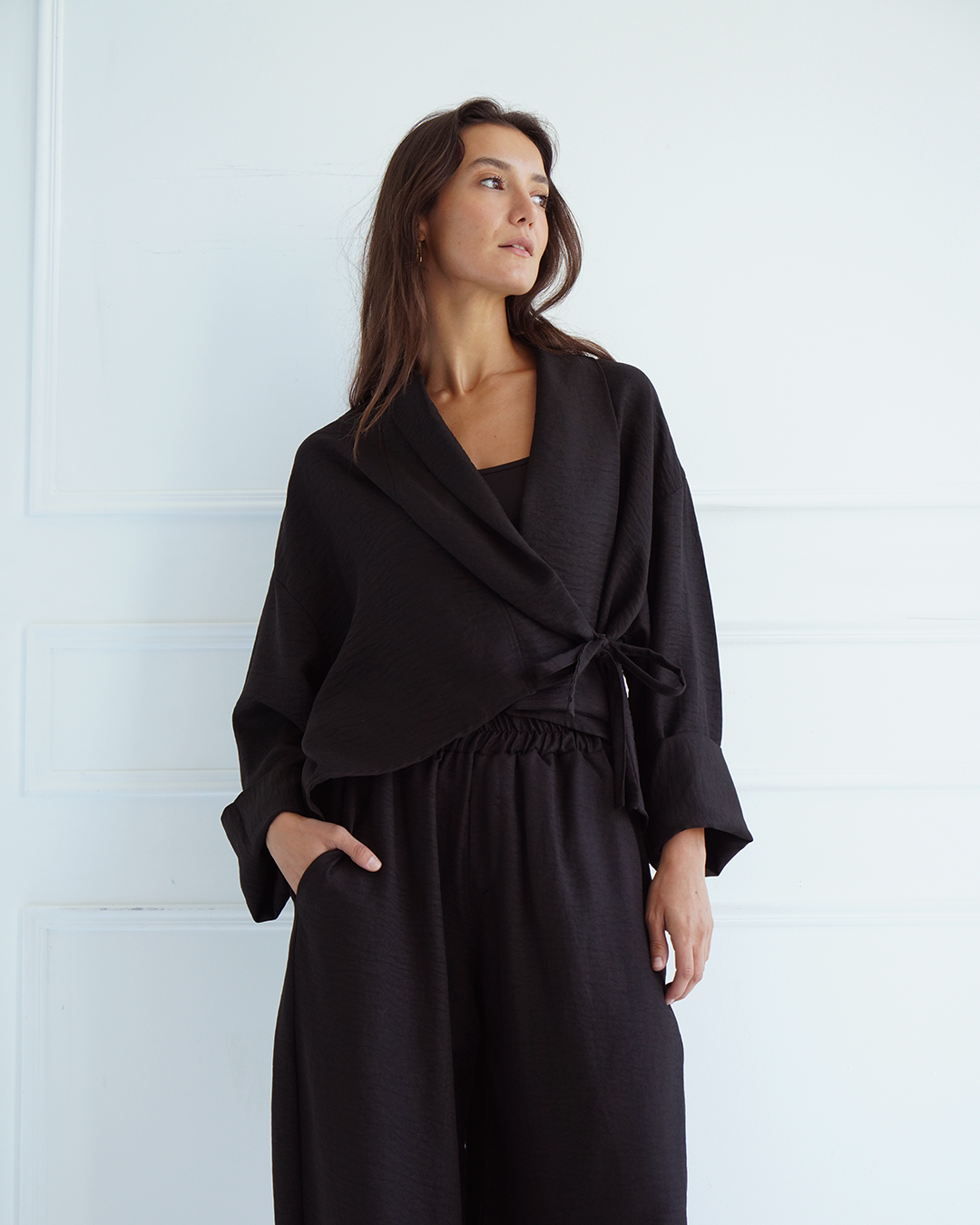 Black Wrap Cardigan Top