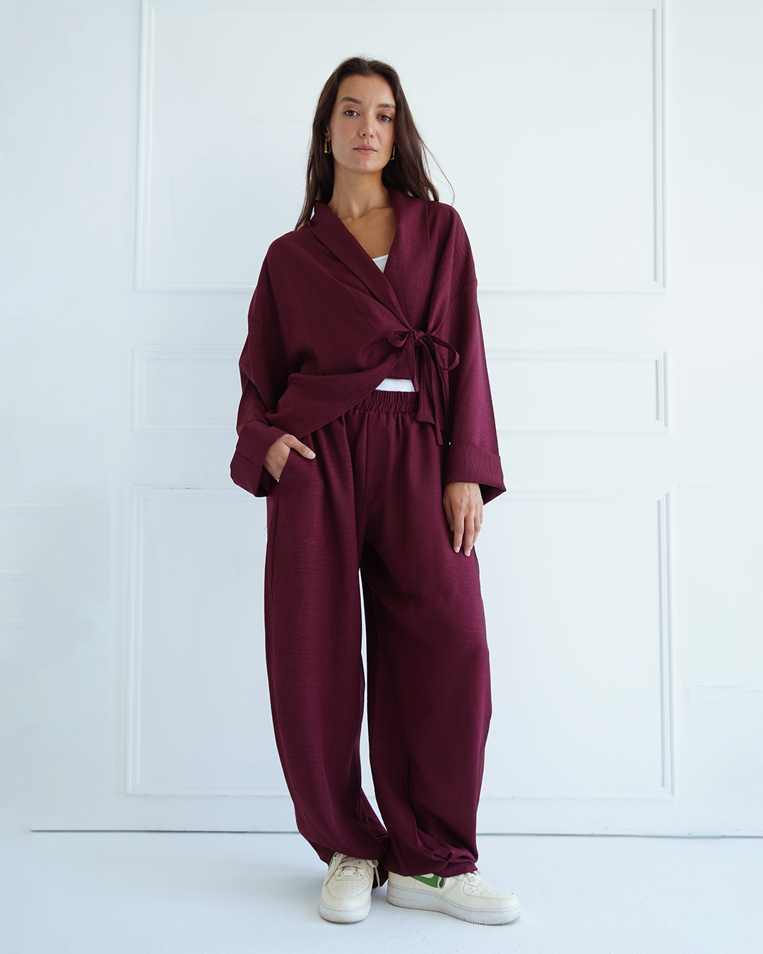 Burgundy Wrap Cardigan Top