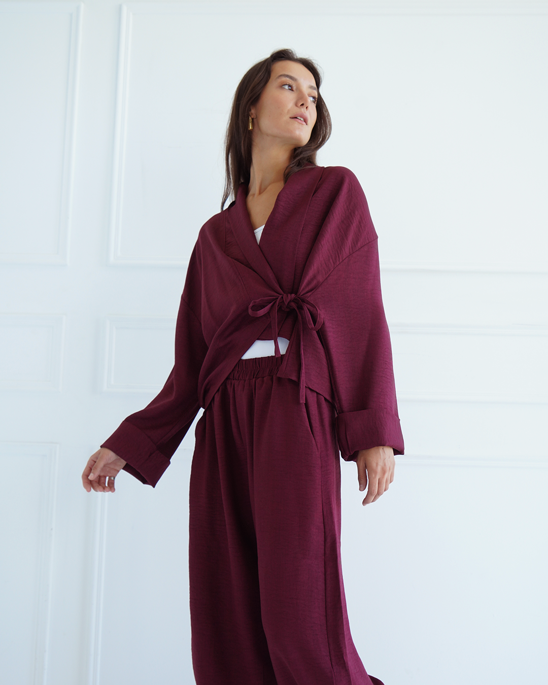 Burgundy Wrap Cardigan Top
