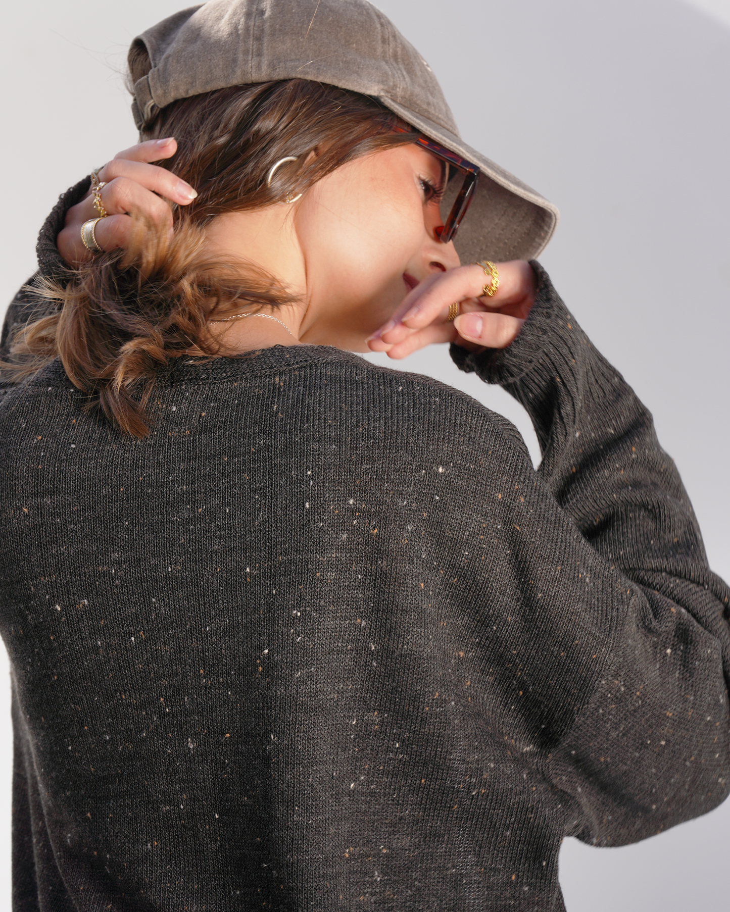 Space Grey Tweed Knit Cardigan