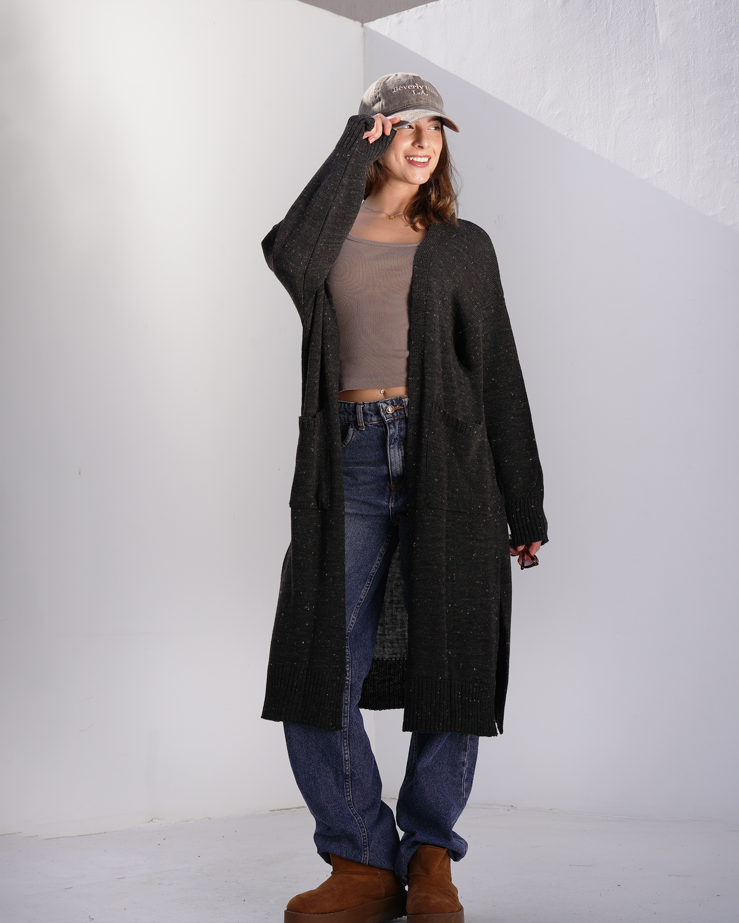 Space Grey Tweed Knit Cardigan