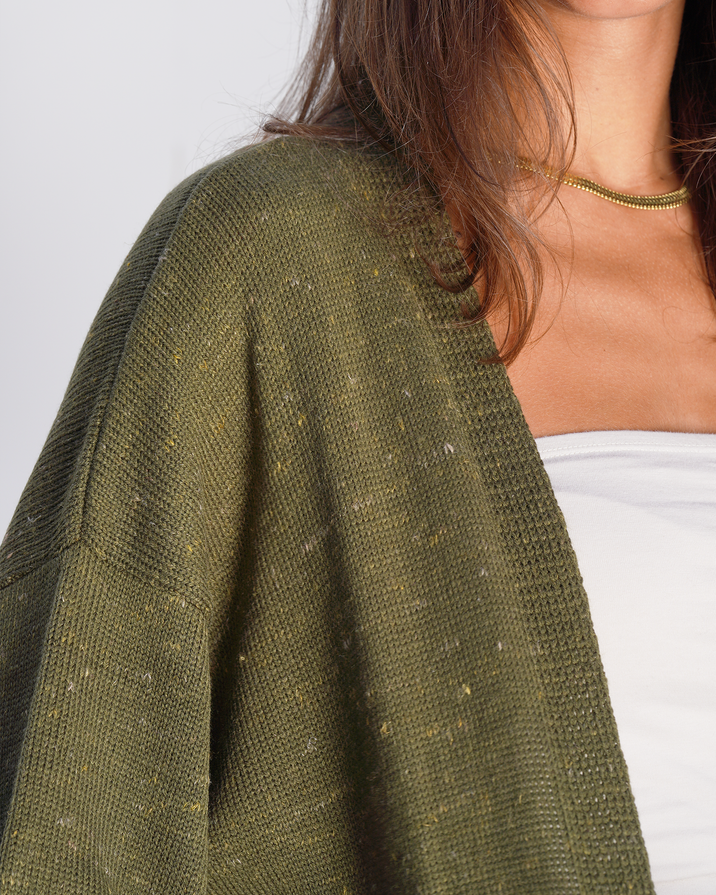 Olive Tweed Knit Cardigan