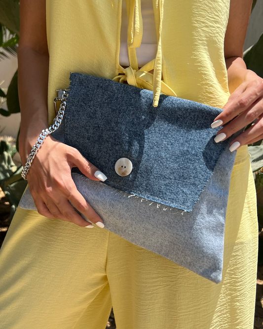 Blue Denim Clutch