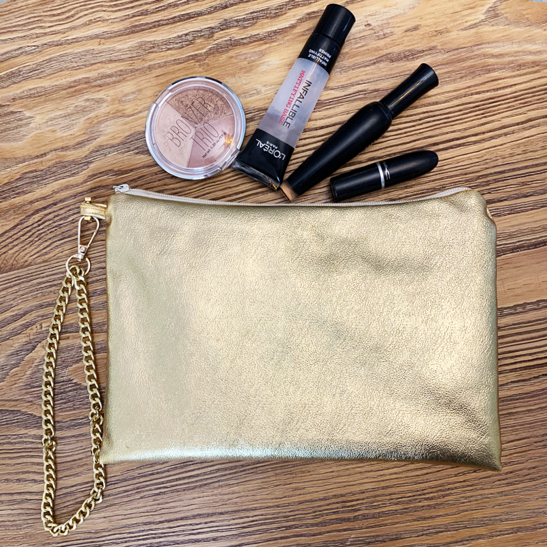 Gold Leather Clutch