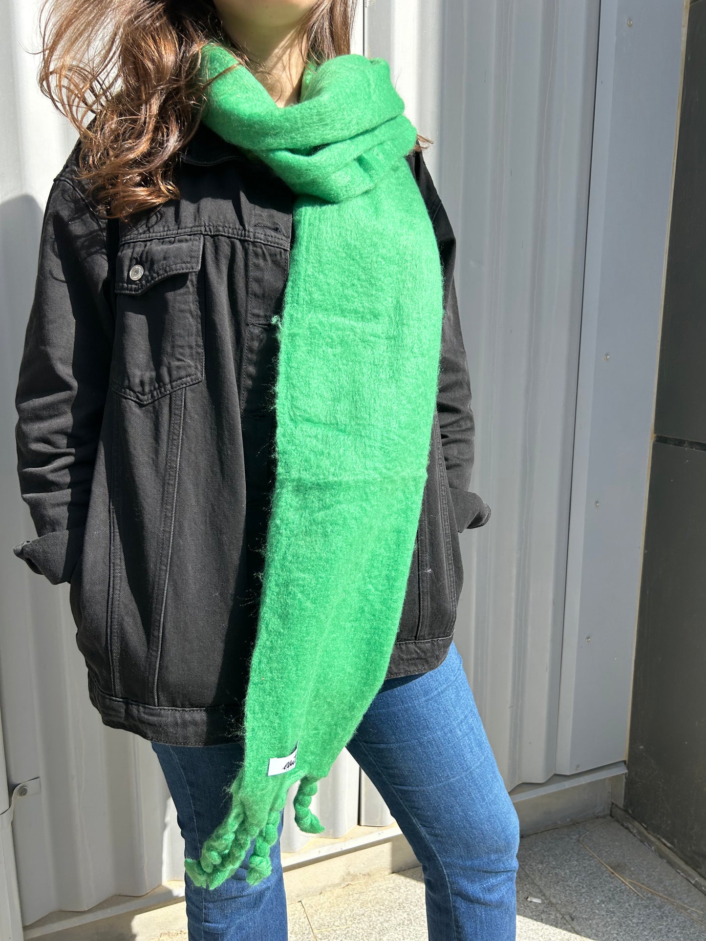 Green Fluffy winter scarf