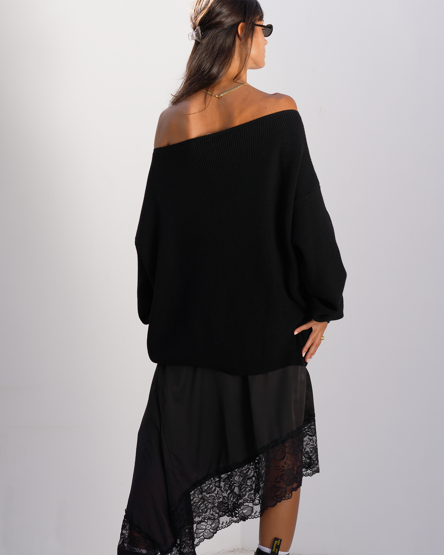 Asymmetric Satin Lace Skirt