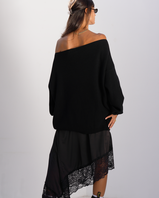 Asymmetric Satin Lace Skirt