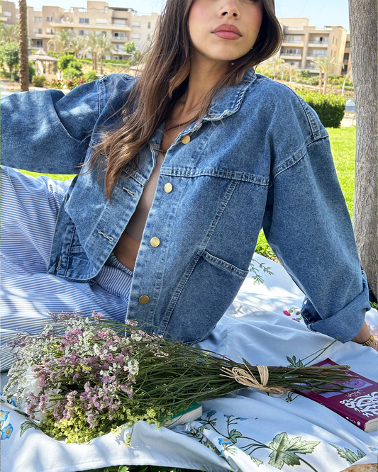 Medium Blue Lace Denim Jacket