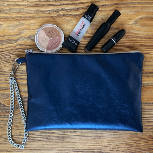 Navy Blue Leather Clutch