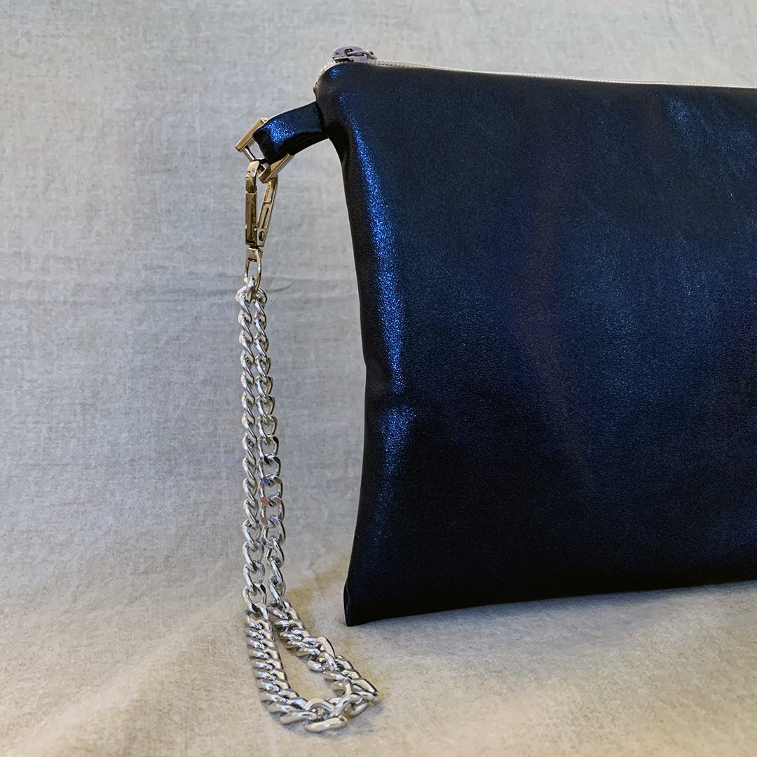 Navy Blue Leather Clutch