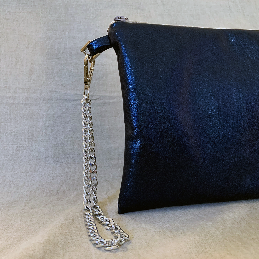 Navy blue leather sales clutch
