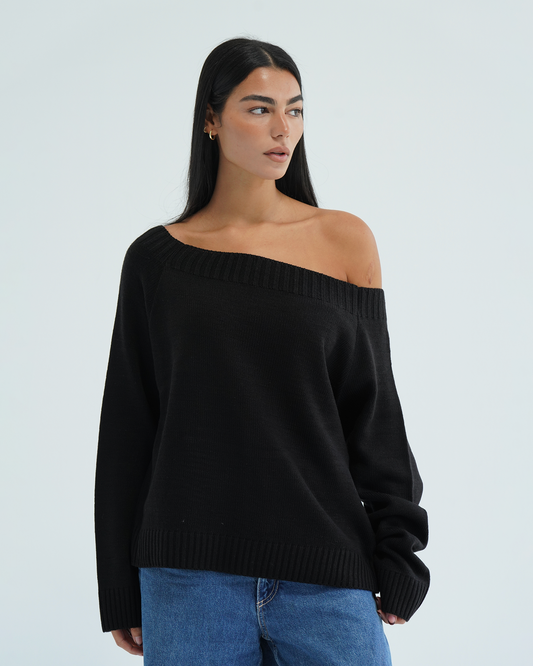Black Off-shoulder Sweater
