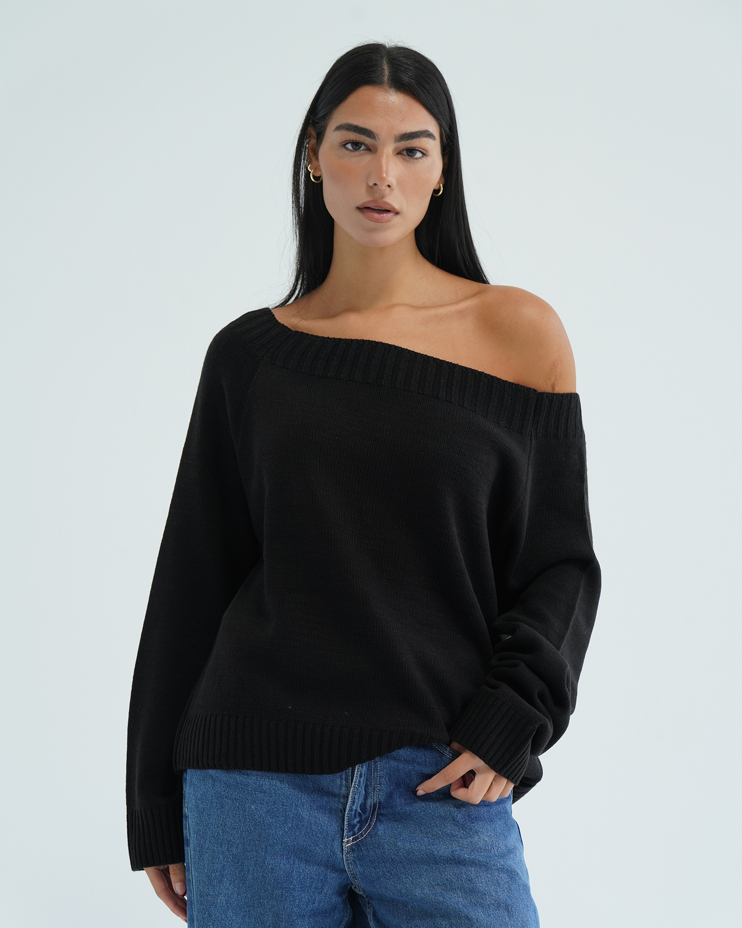 Black Off-shoulder Sweater