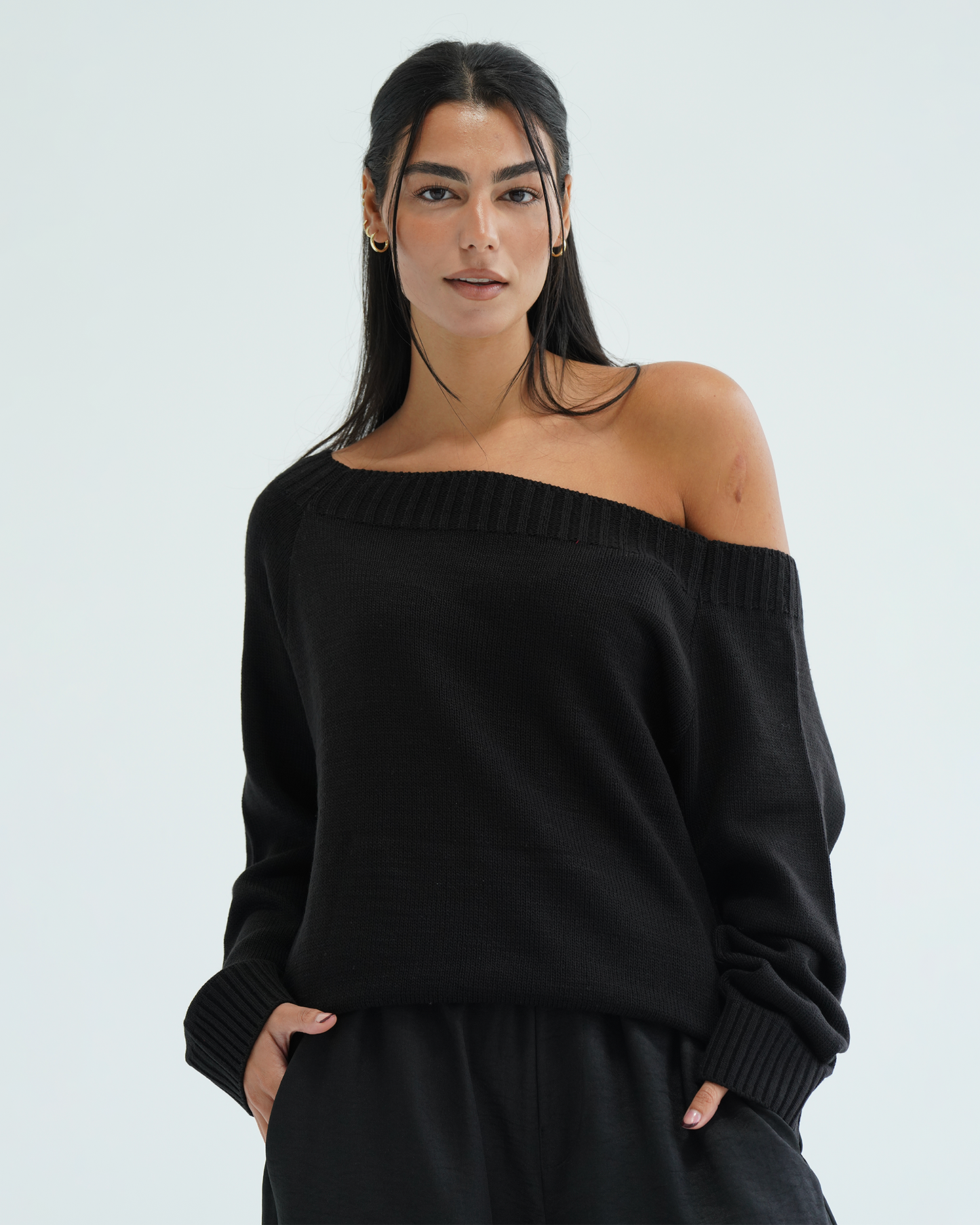 Black Off-shoulder Sweater