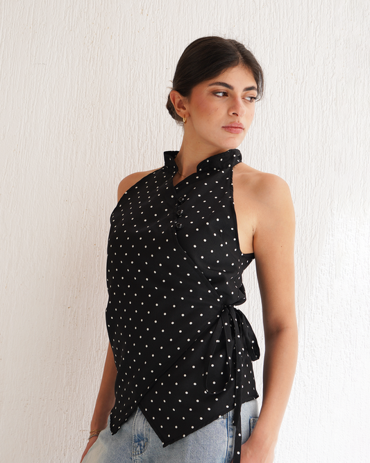 Polka Dot Qipao Top