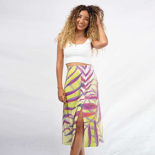 Purple Palm Slit Skirt
