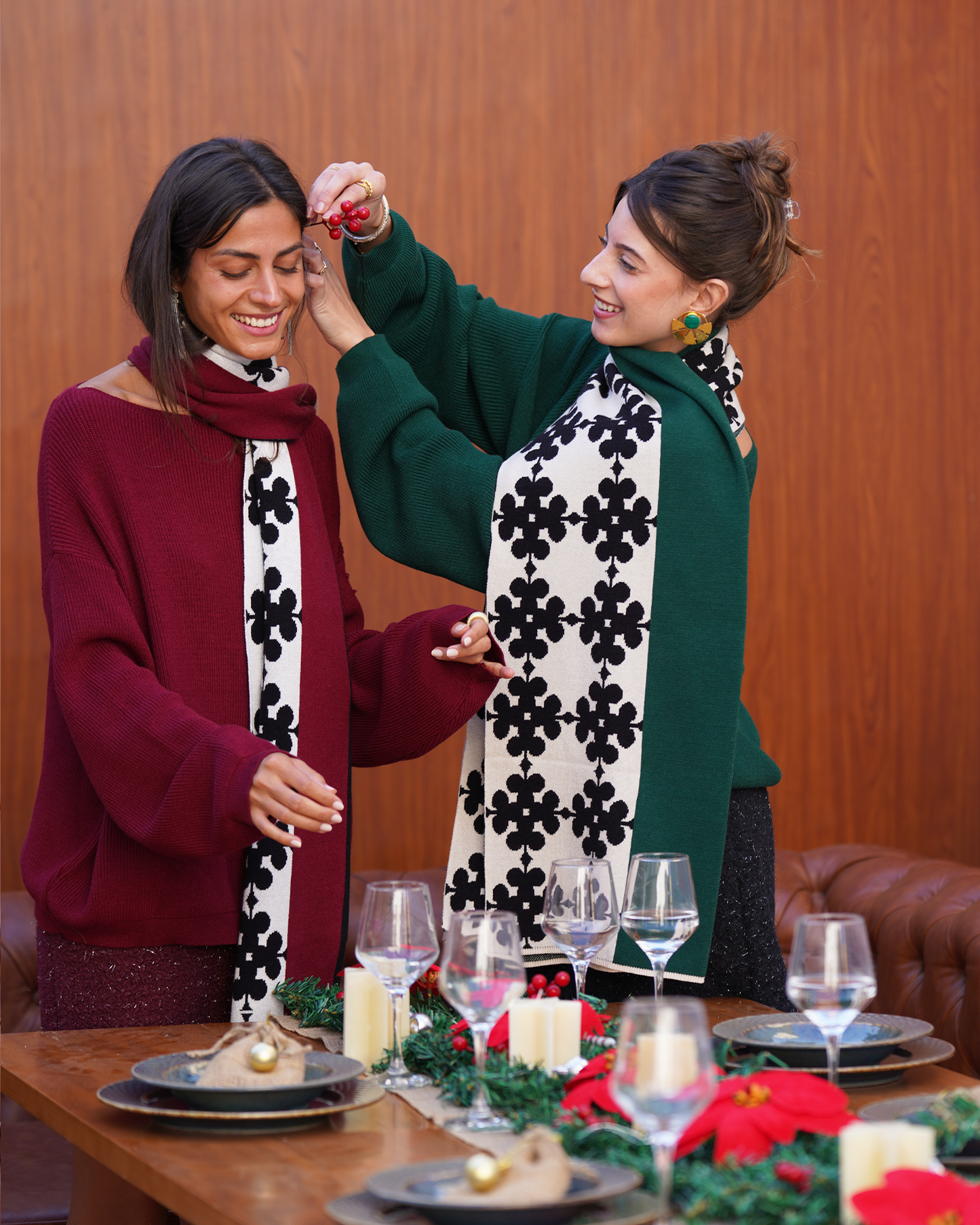 Green Clubs Knit Scarf