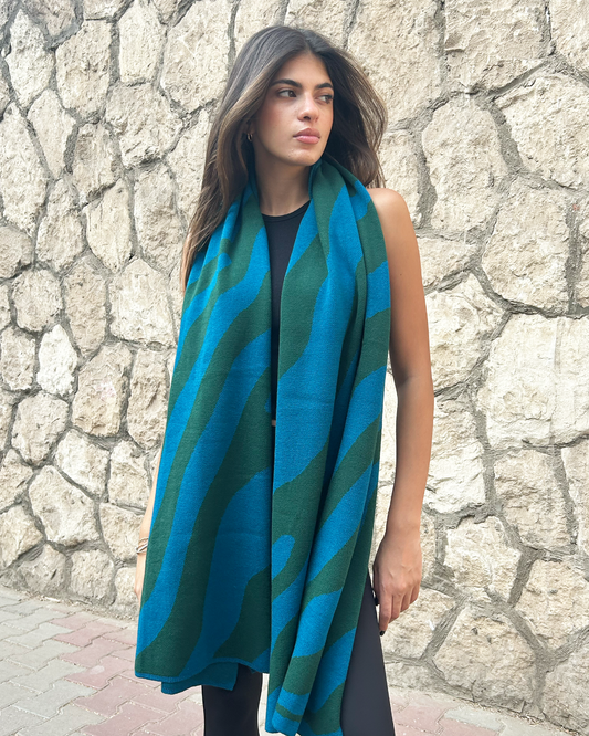 Blue Zebra Knit Scarf