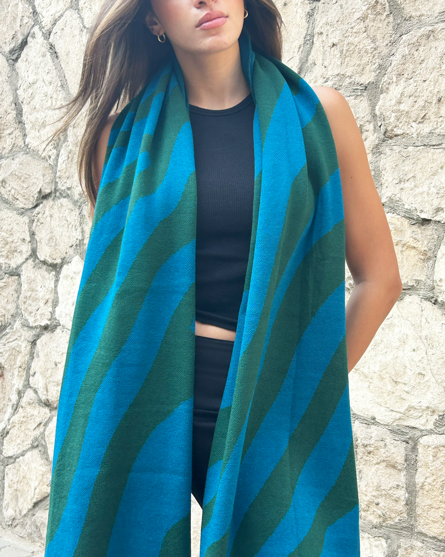 Blue Zebra Knit Scarf