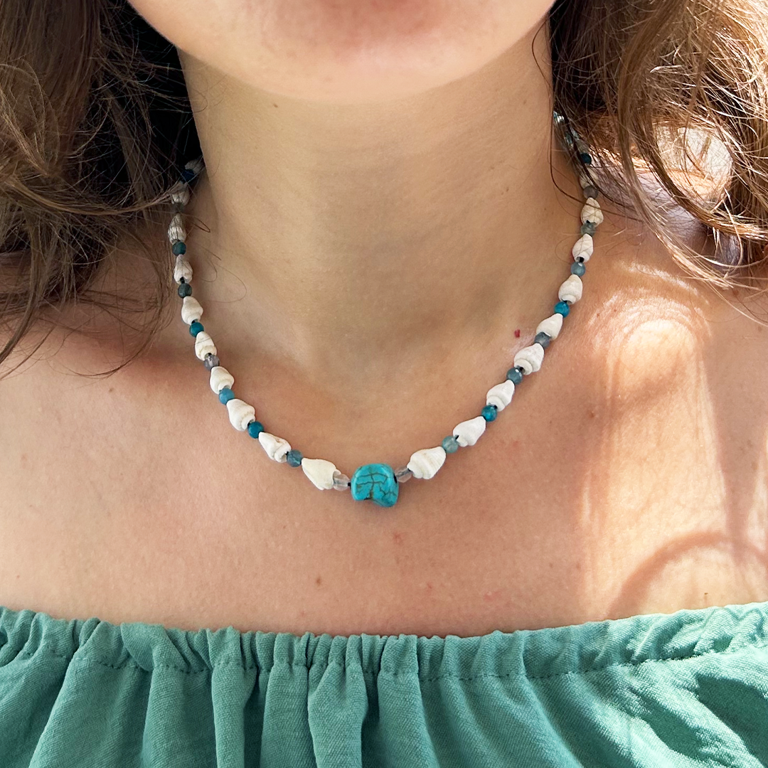 Beach Please! Shell Turquoise Necklace