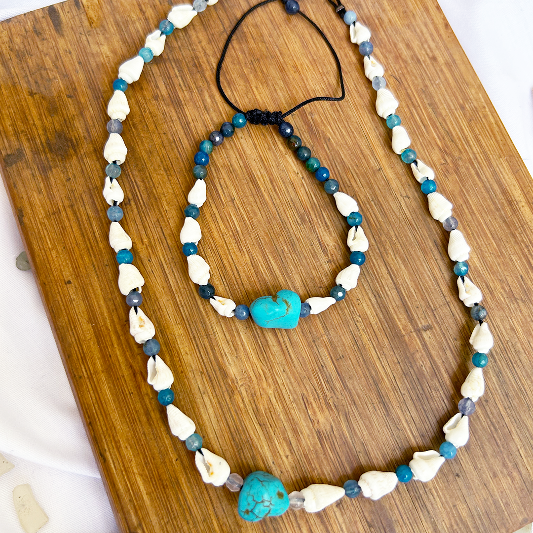 Beach Please! Shell Turquoise Necklace