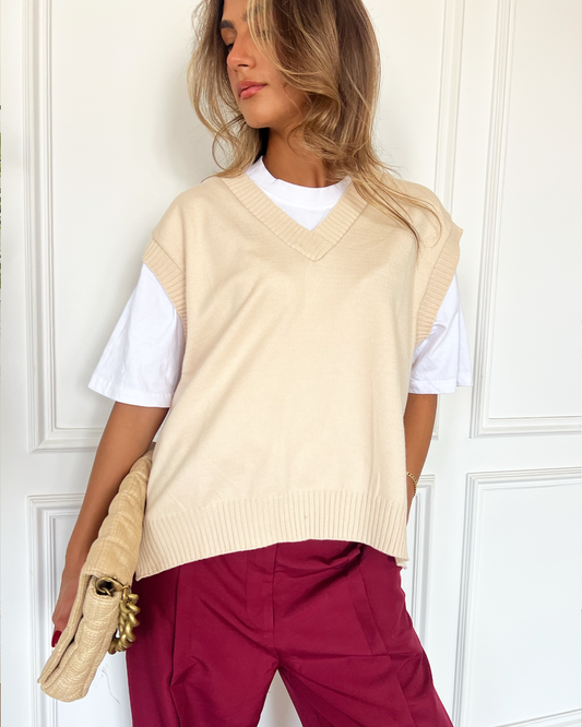 Beige Knit Vest
