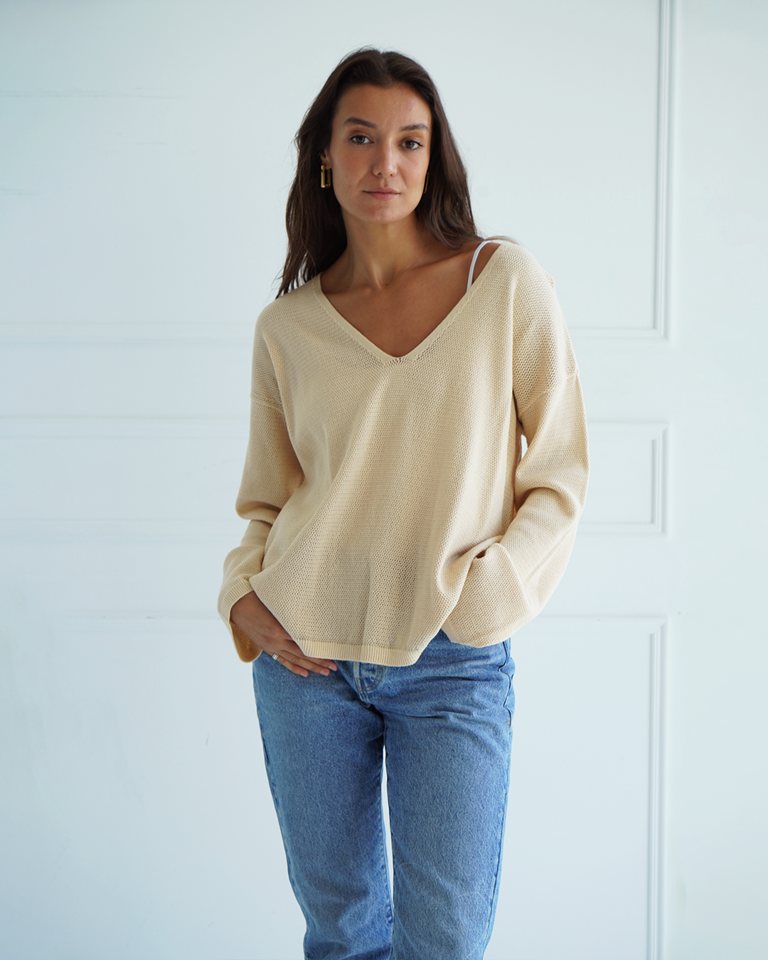 Beige Light Knit Top