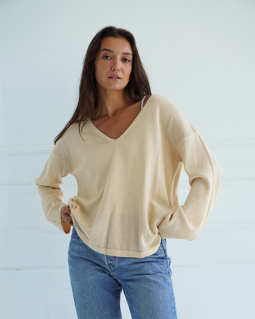 Beige Light Knit Top