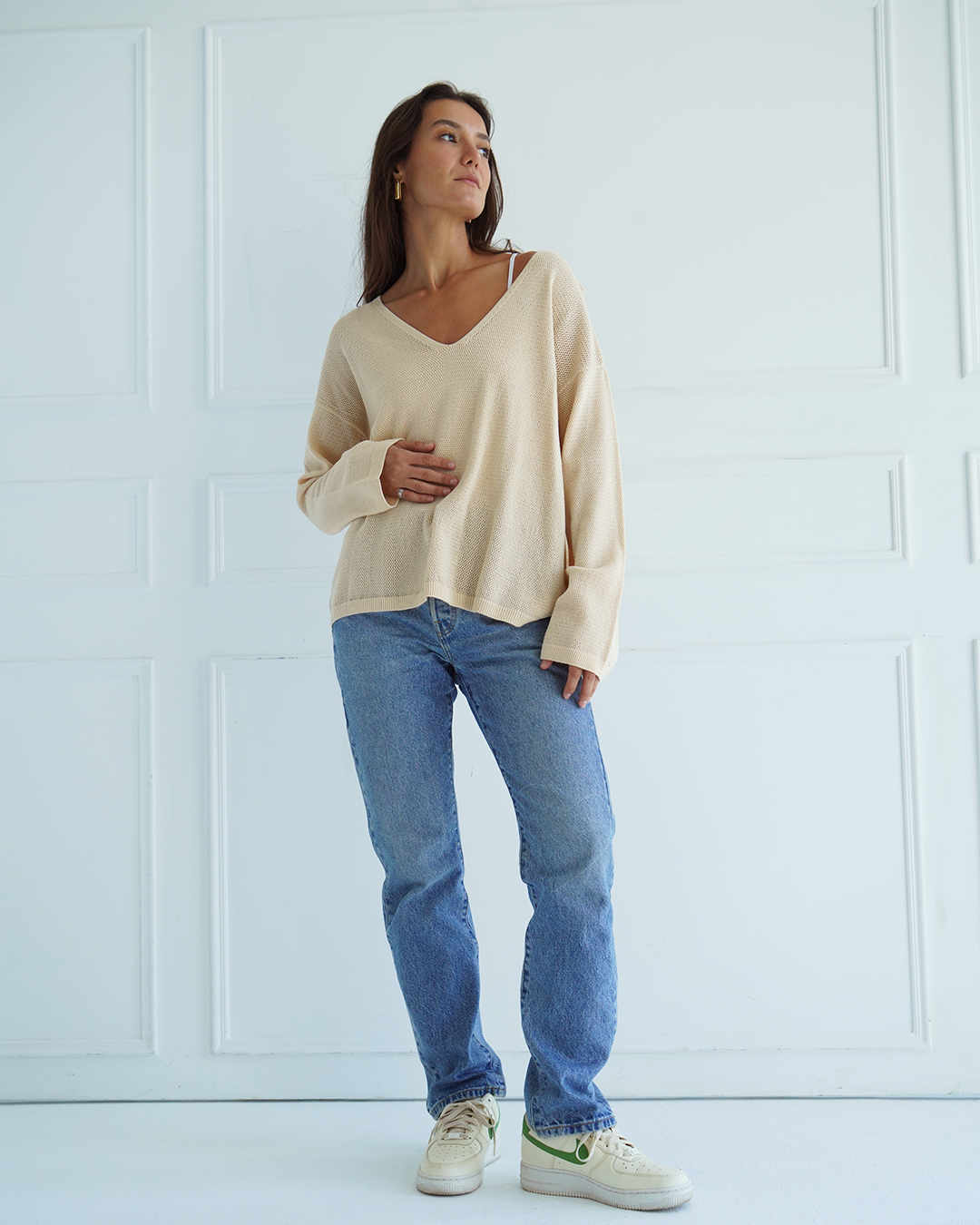 Beige Light Knit Top