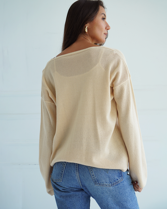 Beige Light Knit Top