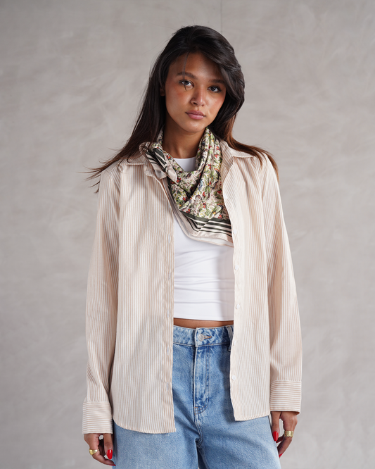 Beige Pinstriped Shirt