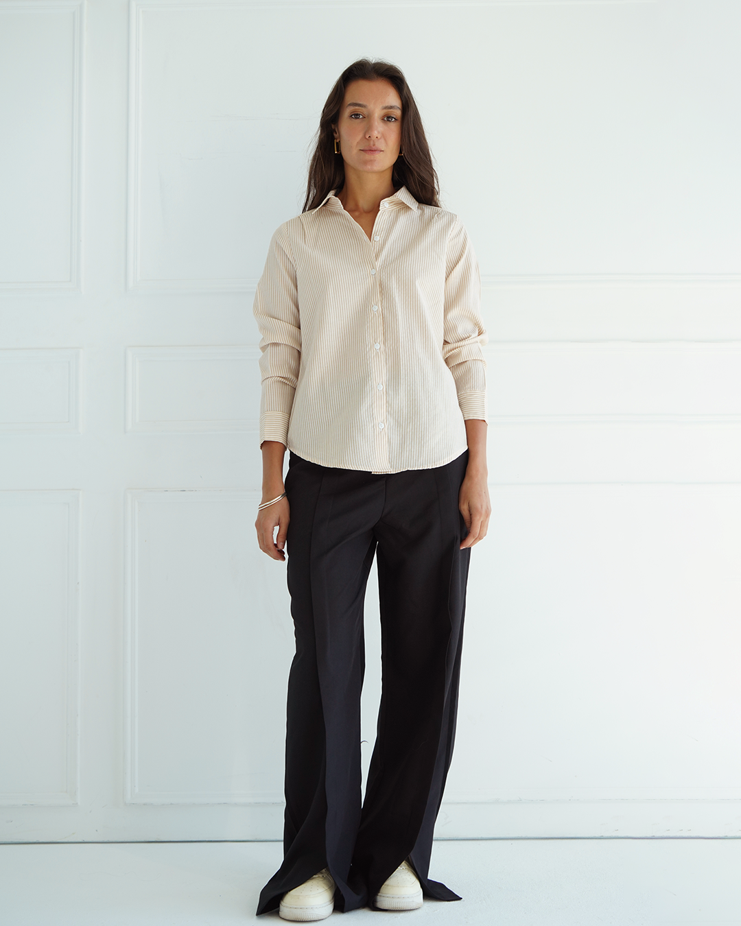 Beige Pinstriped Shirt