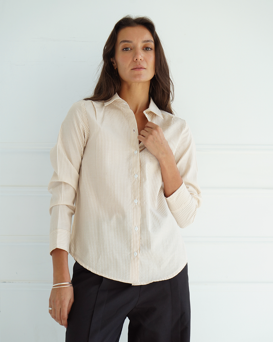 Beige Pinstriped Shirt